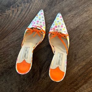 Jimmy Choo Polka Dot Satin Heel Mules